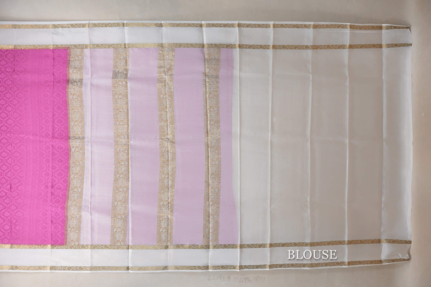 Pink with Milk White Borders Mysore Silk Saree SS9003