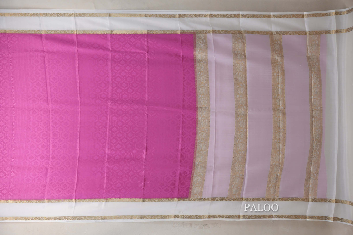 Pink with Milk White Borders Mysore Silk Saree SS9003