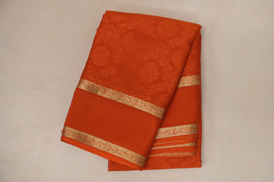 Rust Orange Mysore Silk Saree SS9005