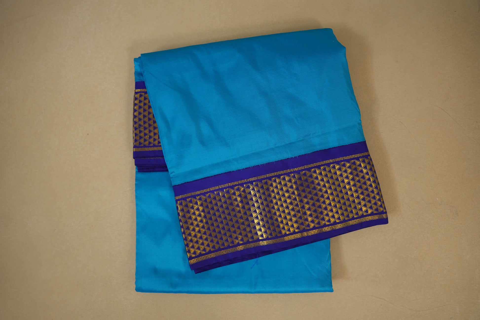 Copper sulfate blue ten yards madisar silk saree