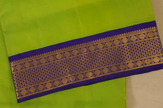 Parrot Green with Dark Purple Borders Ten yards silk saree SS7960