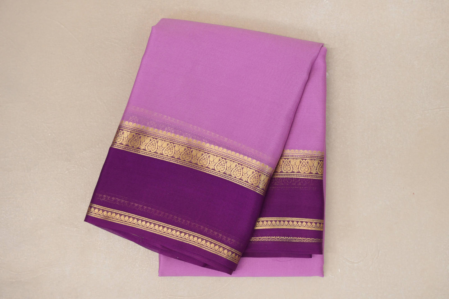 Lavender with Dark Magenta Borders Mysore Silk Saree SS9007