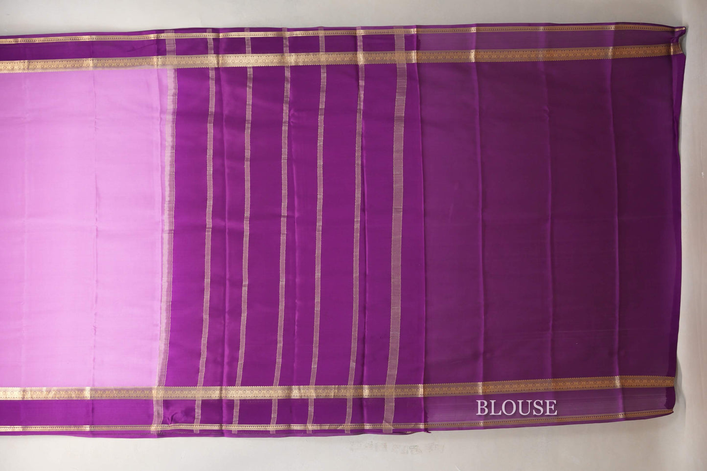Lavender with Dark Magenta Borders Mysore Silk Saree SS9007