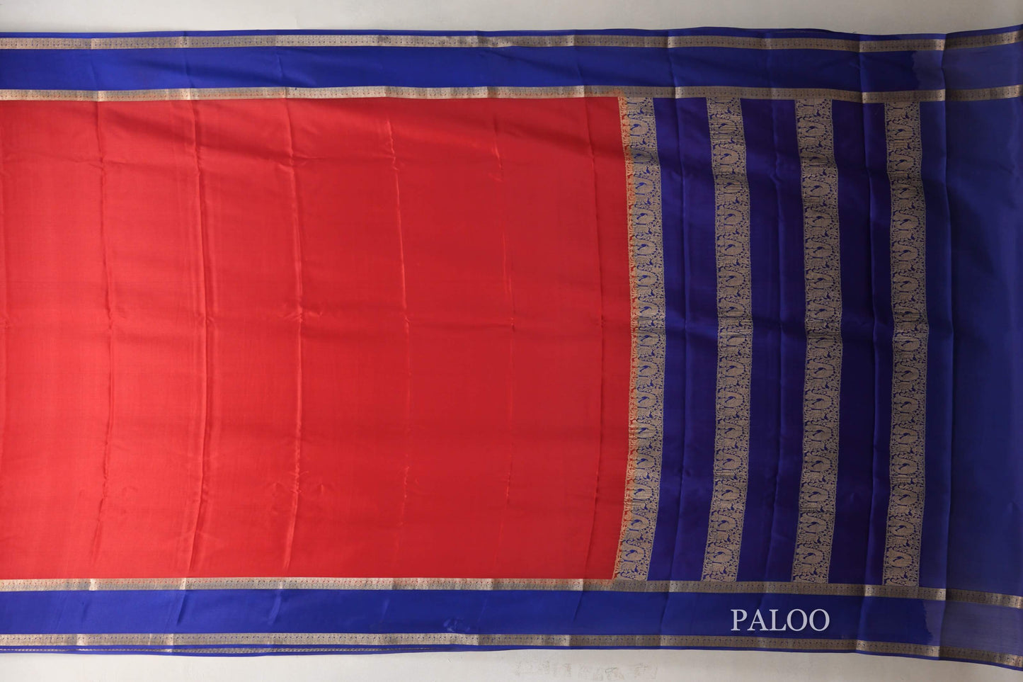 Red Mysore Silk Saree paloo