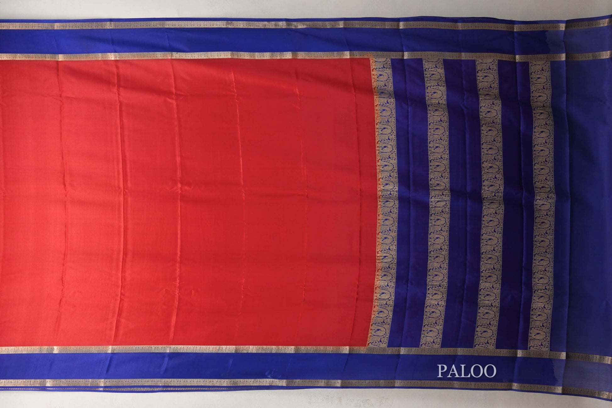 Red Mysore Silk Saree paloo