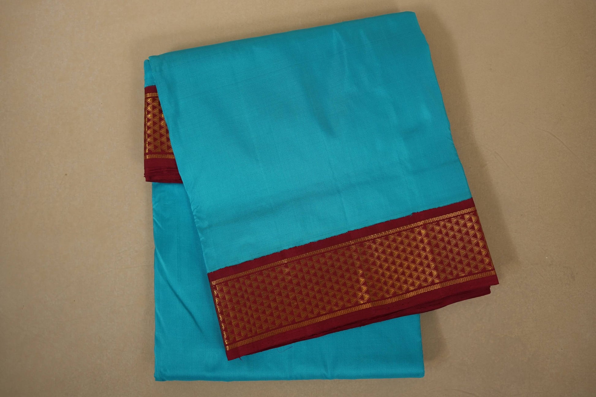 Rama blue ten yards madisar silk saree