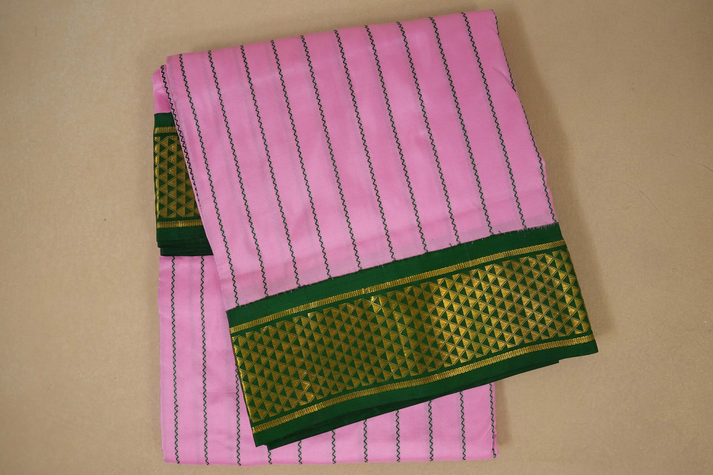 Baby pink ten yards madisar silk saree