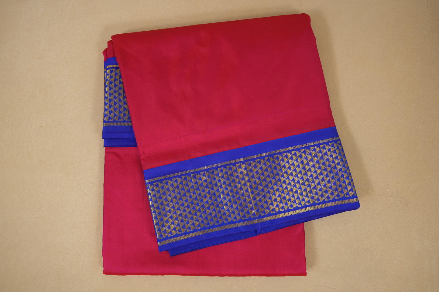 Dark pink ten yards madisar silk saree