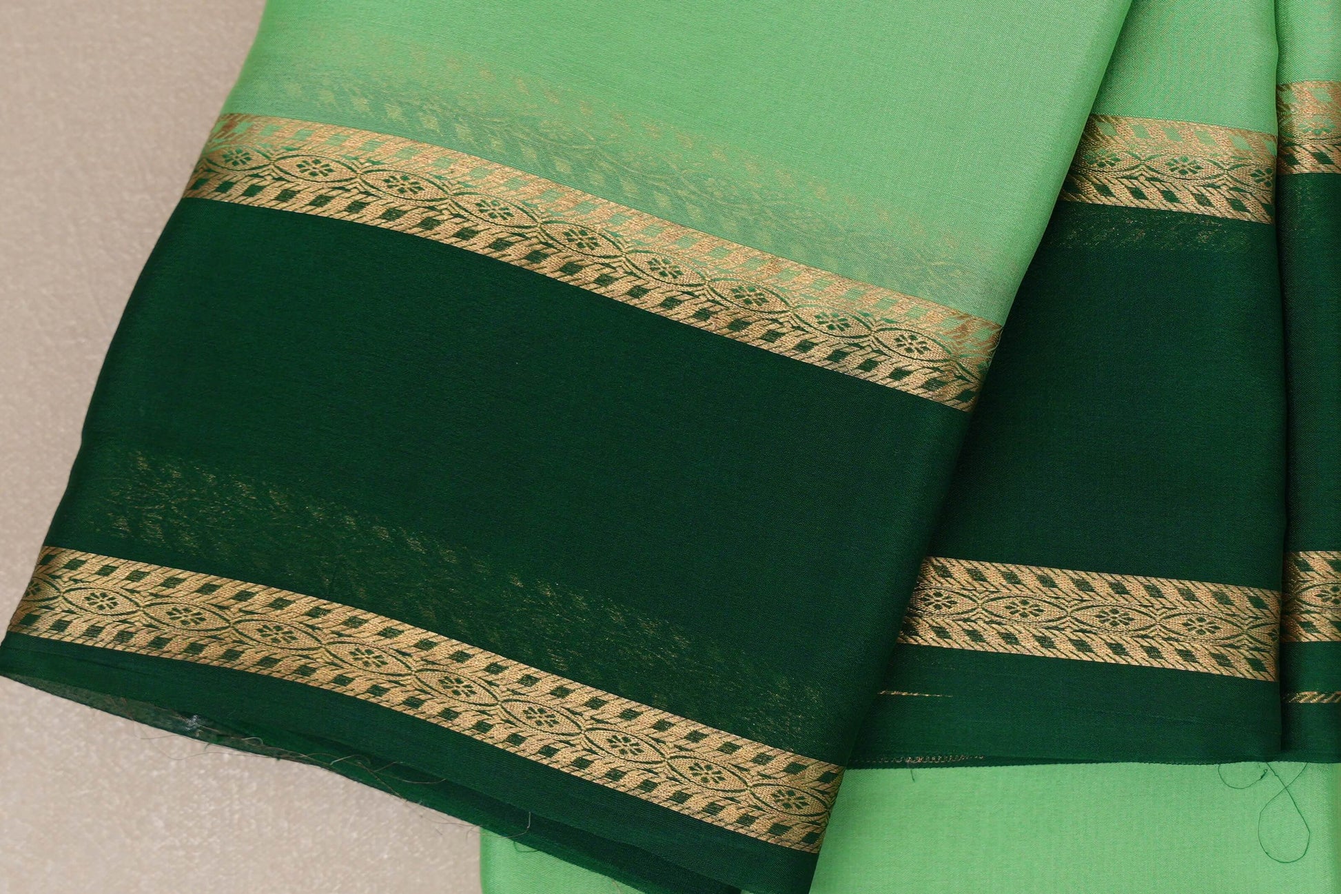 Pastel Pistachio Green Mysore Silk Sareeborder zoom