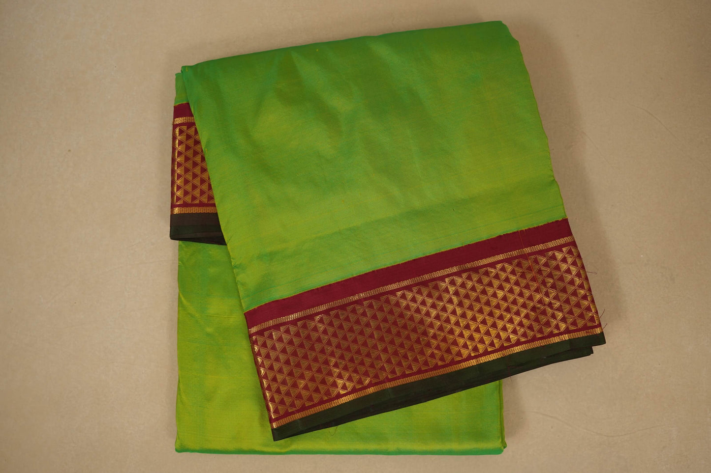 Fluorescent green ten yards madisar silk saree