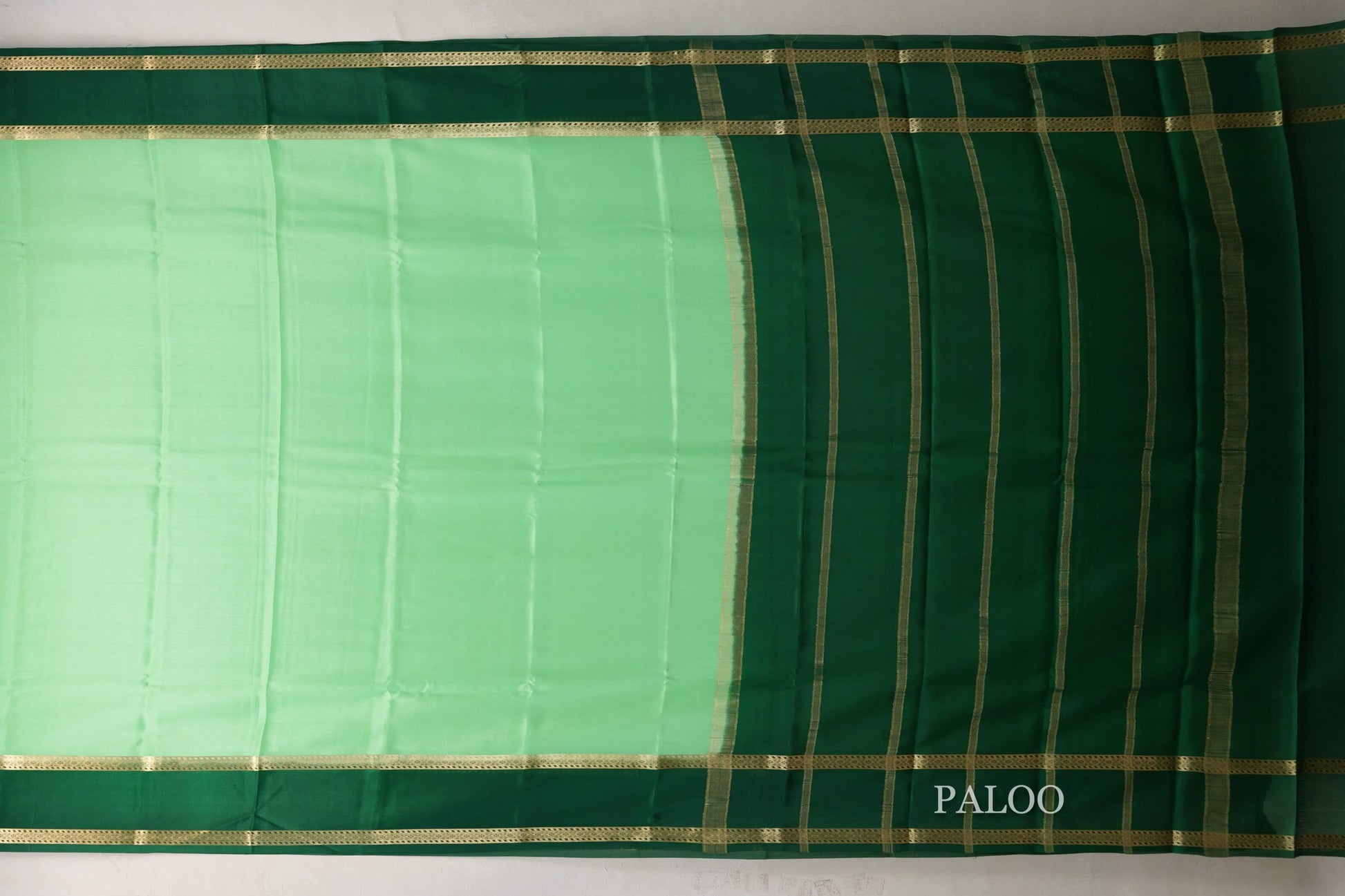 Pastel Pistachio Green Mysore Silk Saree paloo