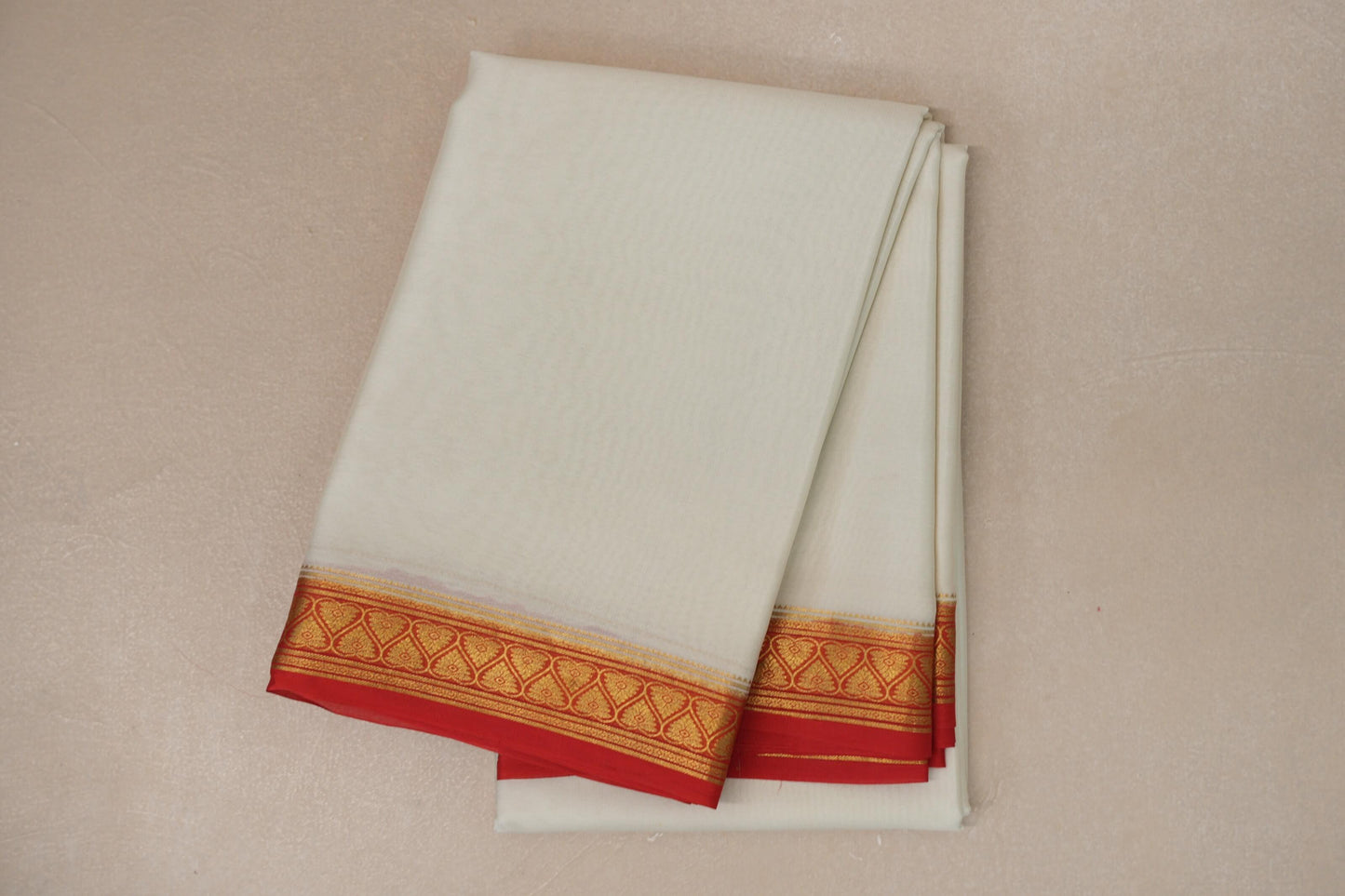 Cream with Red Borders Mysore Silk Saree SS9016