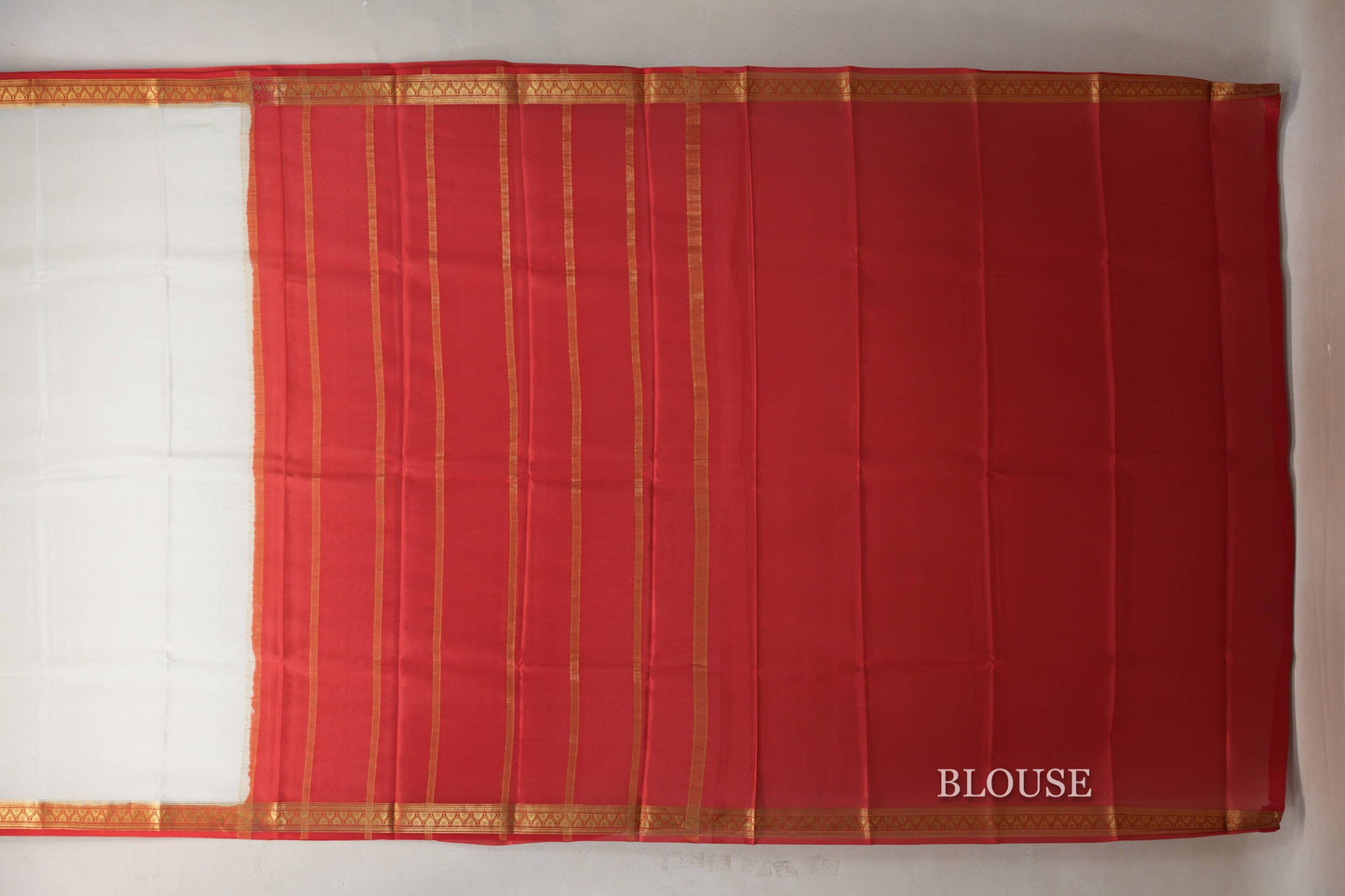 Cream with Red Borders Mysore Silk Saree SS9016