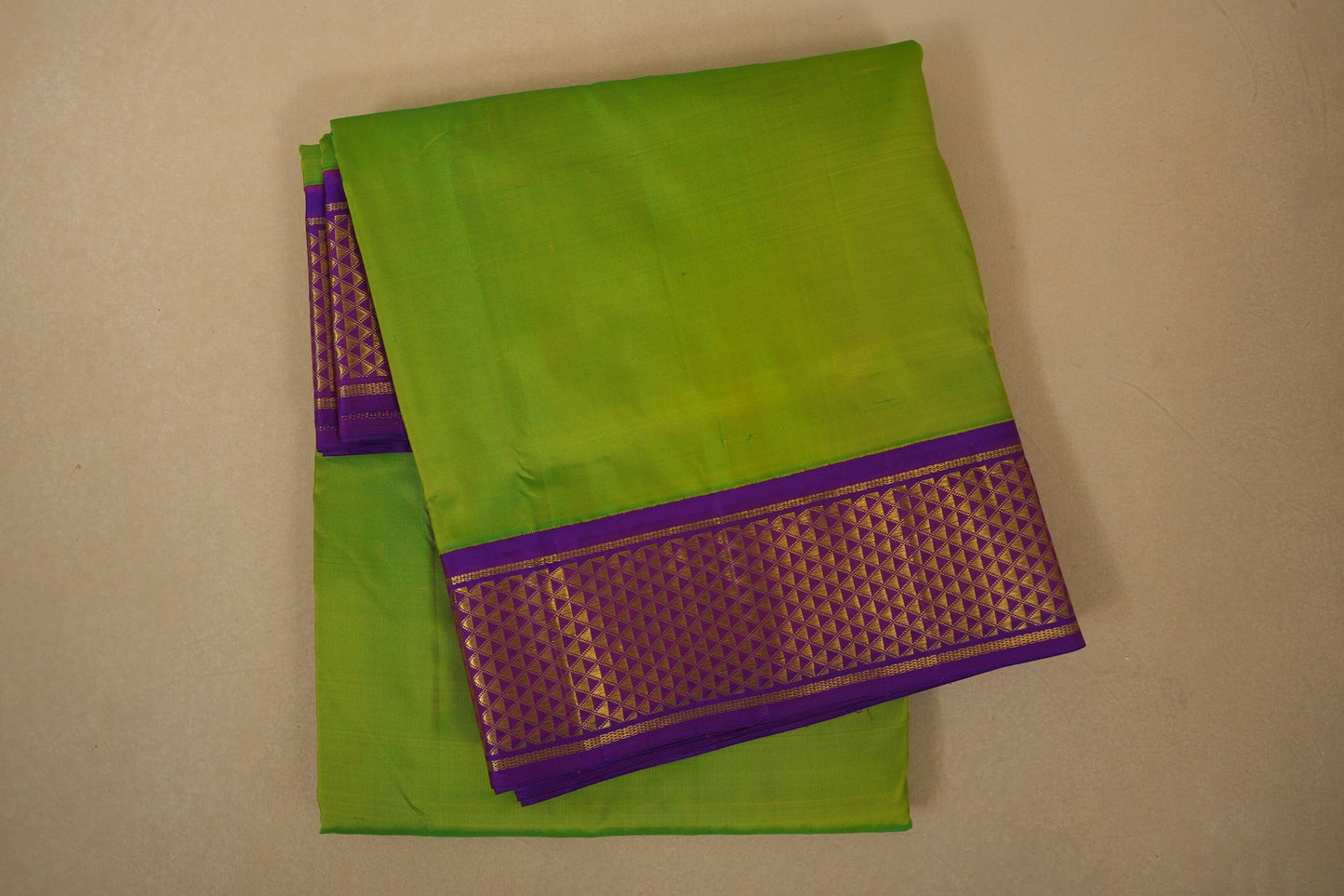 Fluorescent green ten yards madisar silk saree