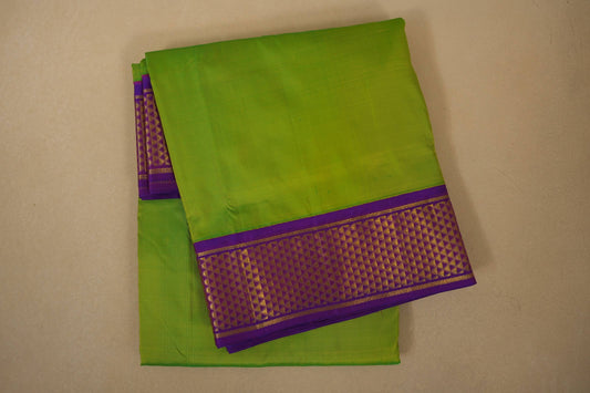 Fluorescent green ten yards madisar silk saree