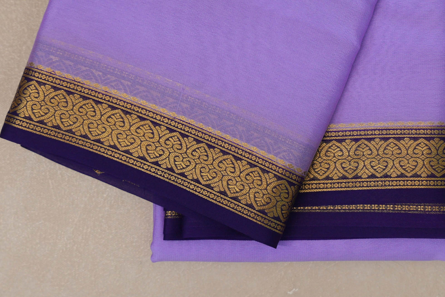 Lavender Mysore Silk Saree border zoom