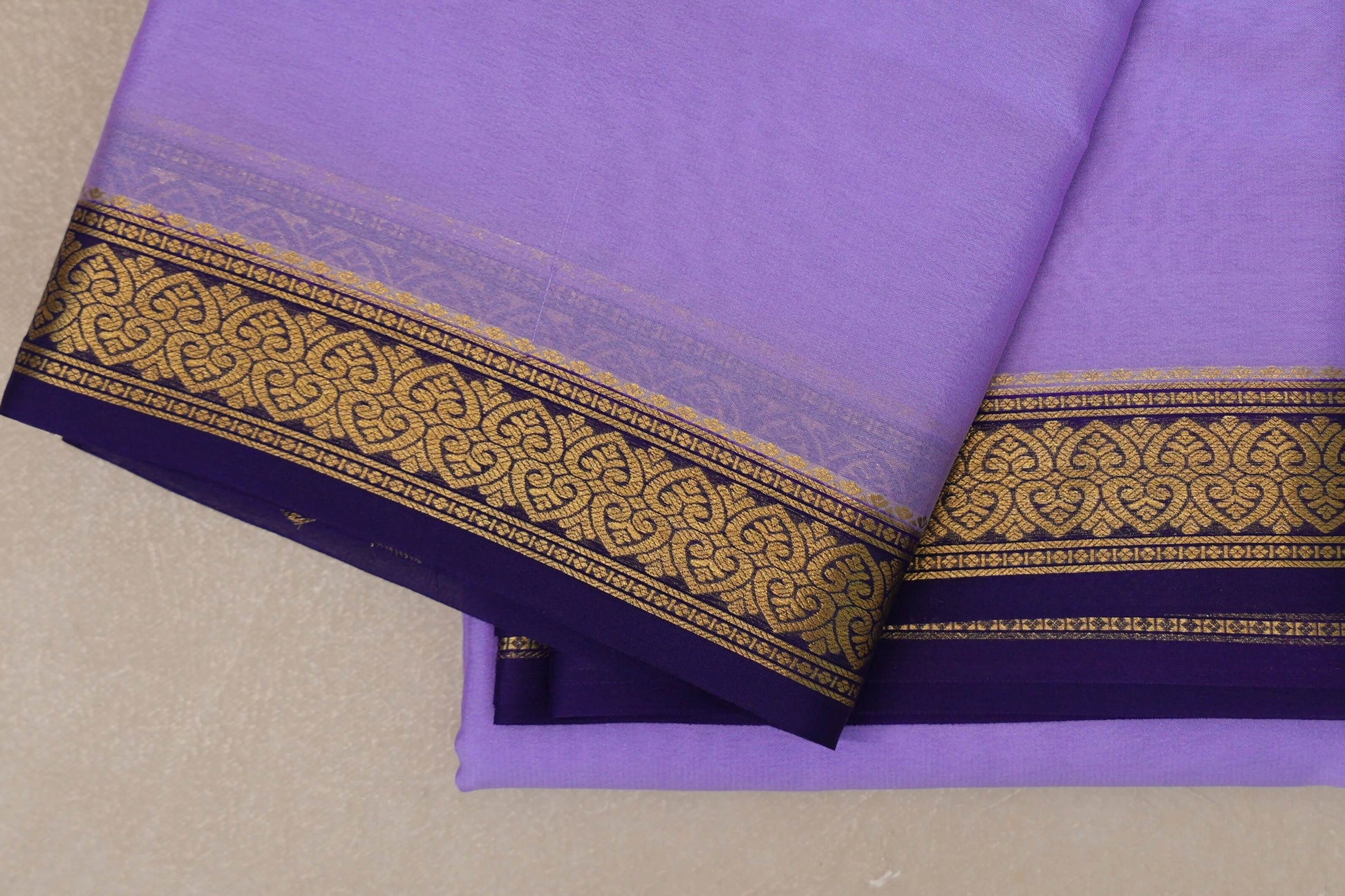 Lavender Mysore Silk Saree border zoom