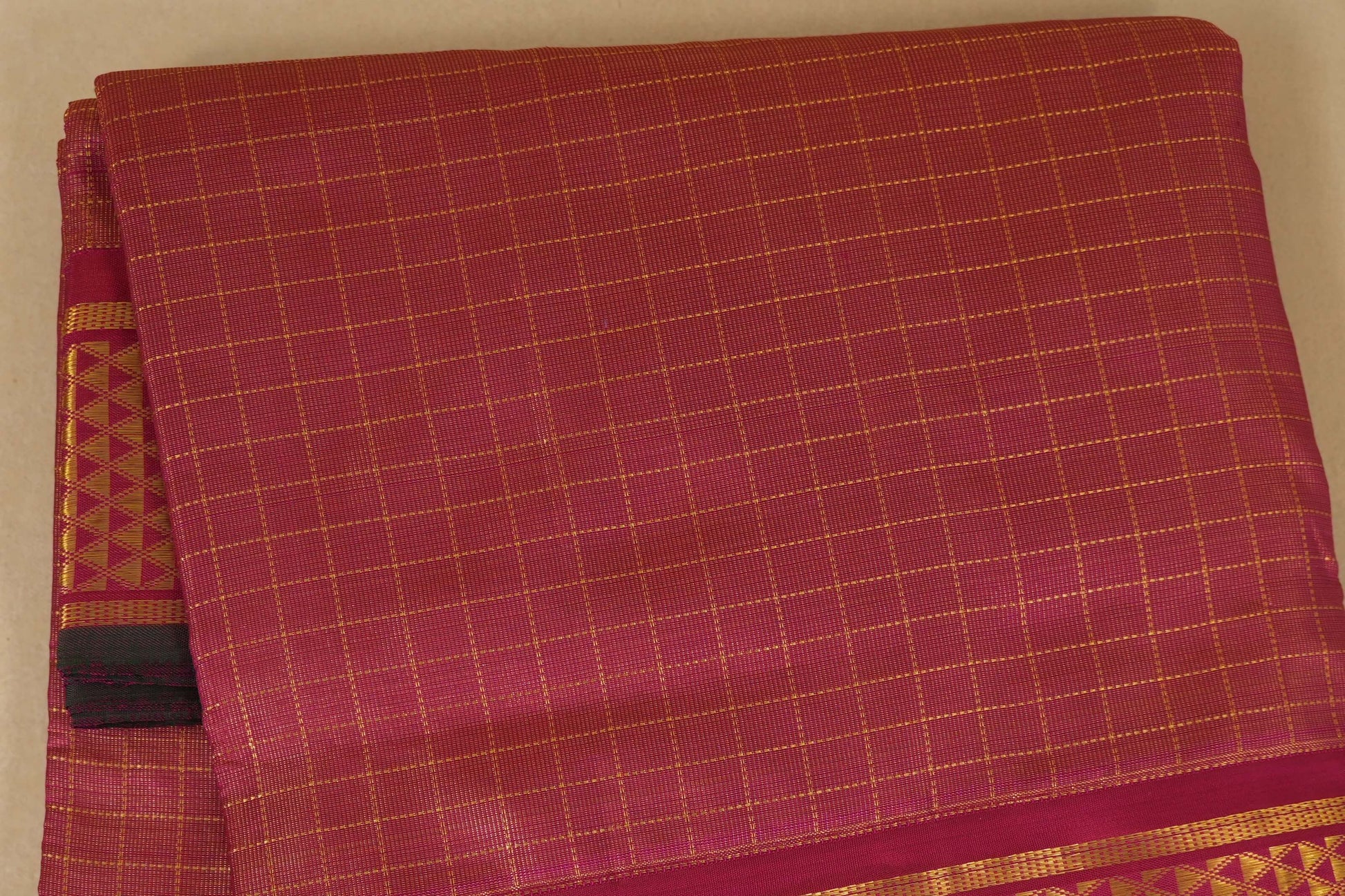 checked ten yards madisar silk saree