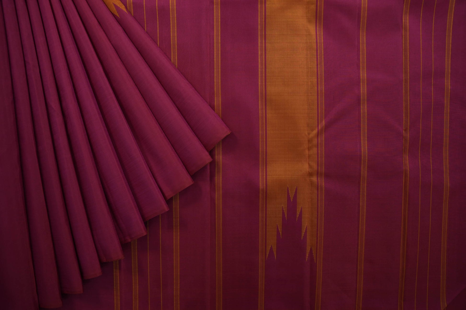 Rust orange kanchipuram silk saree