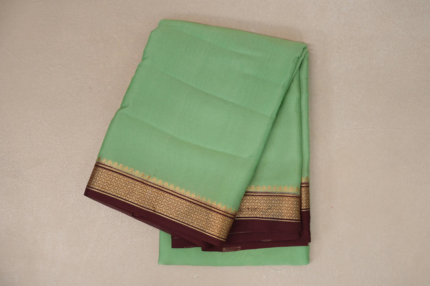 folded Pastel Pistachio Green Mysore Silk Saree