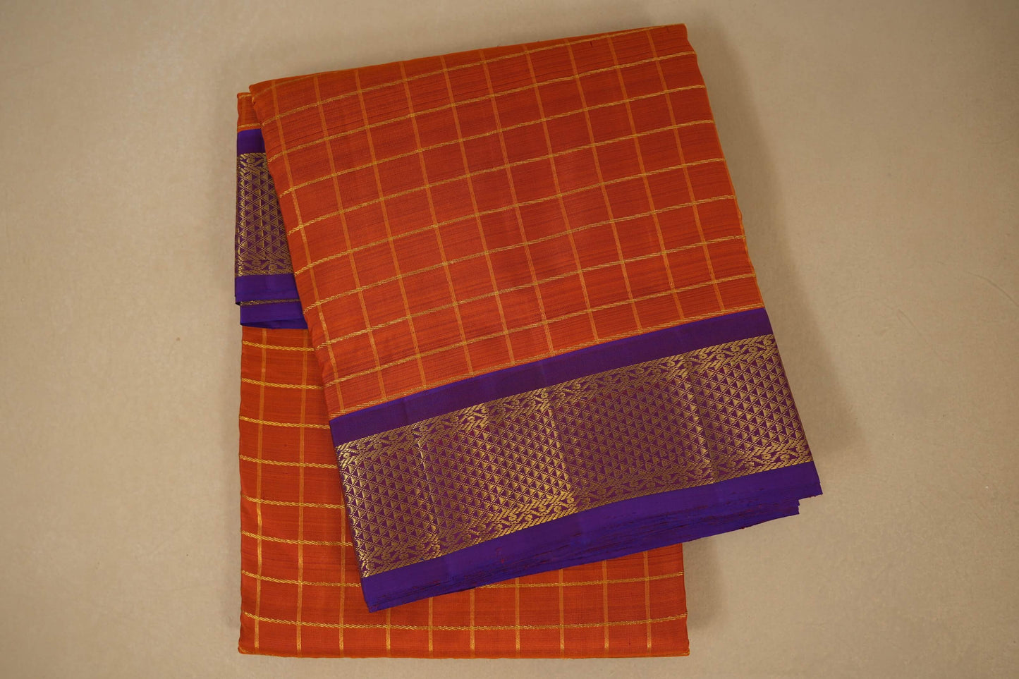 Rust ten yards madisar silk saree