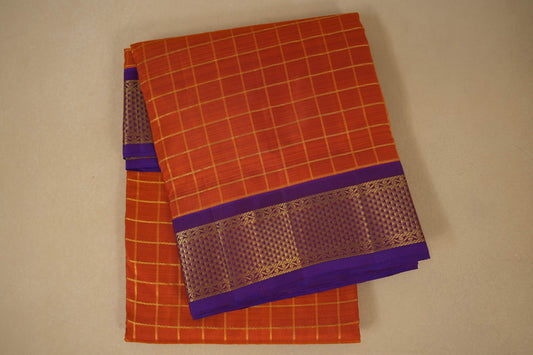 Rust ten yards madisar silk saree