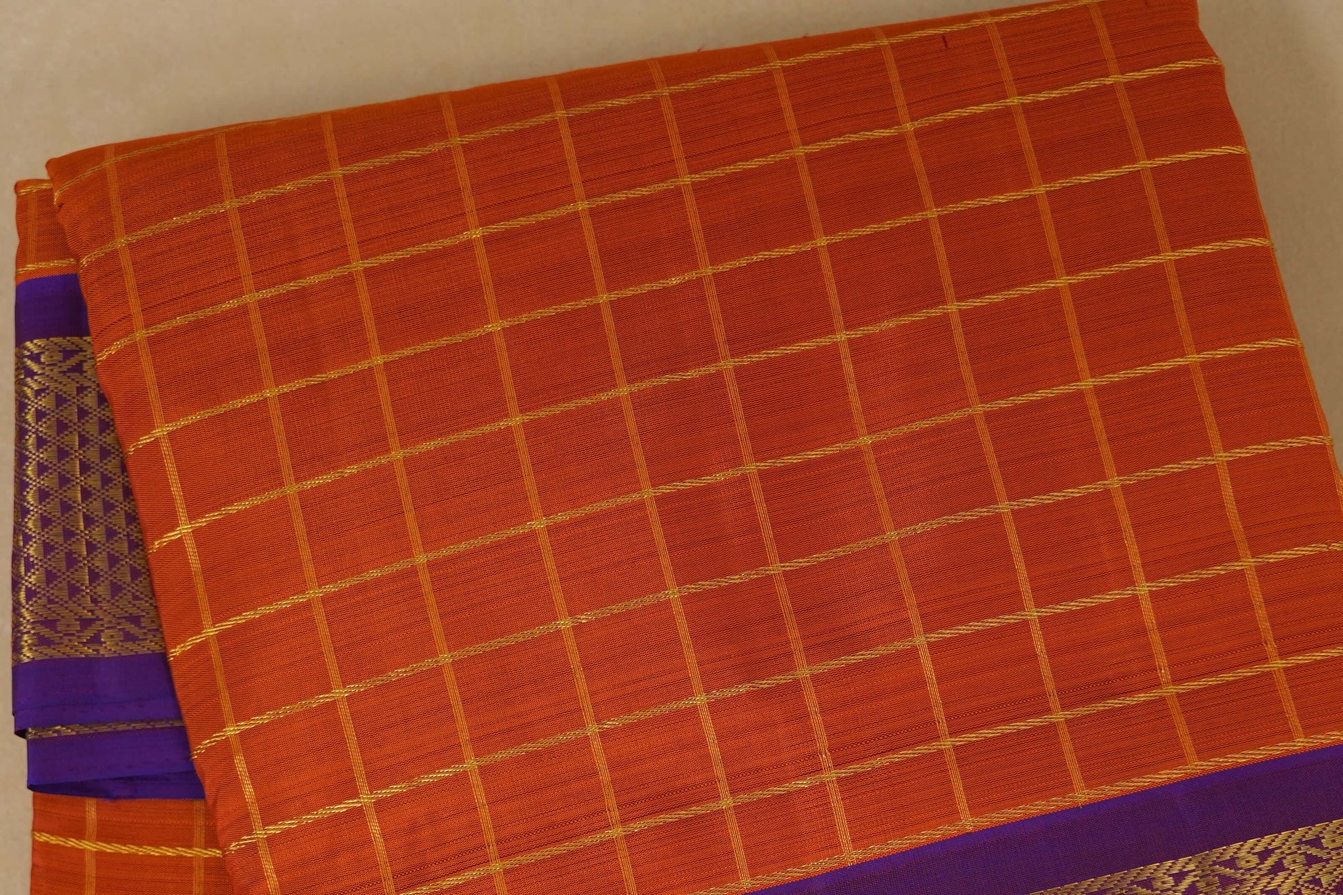 checked ten yards madisar silk saree