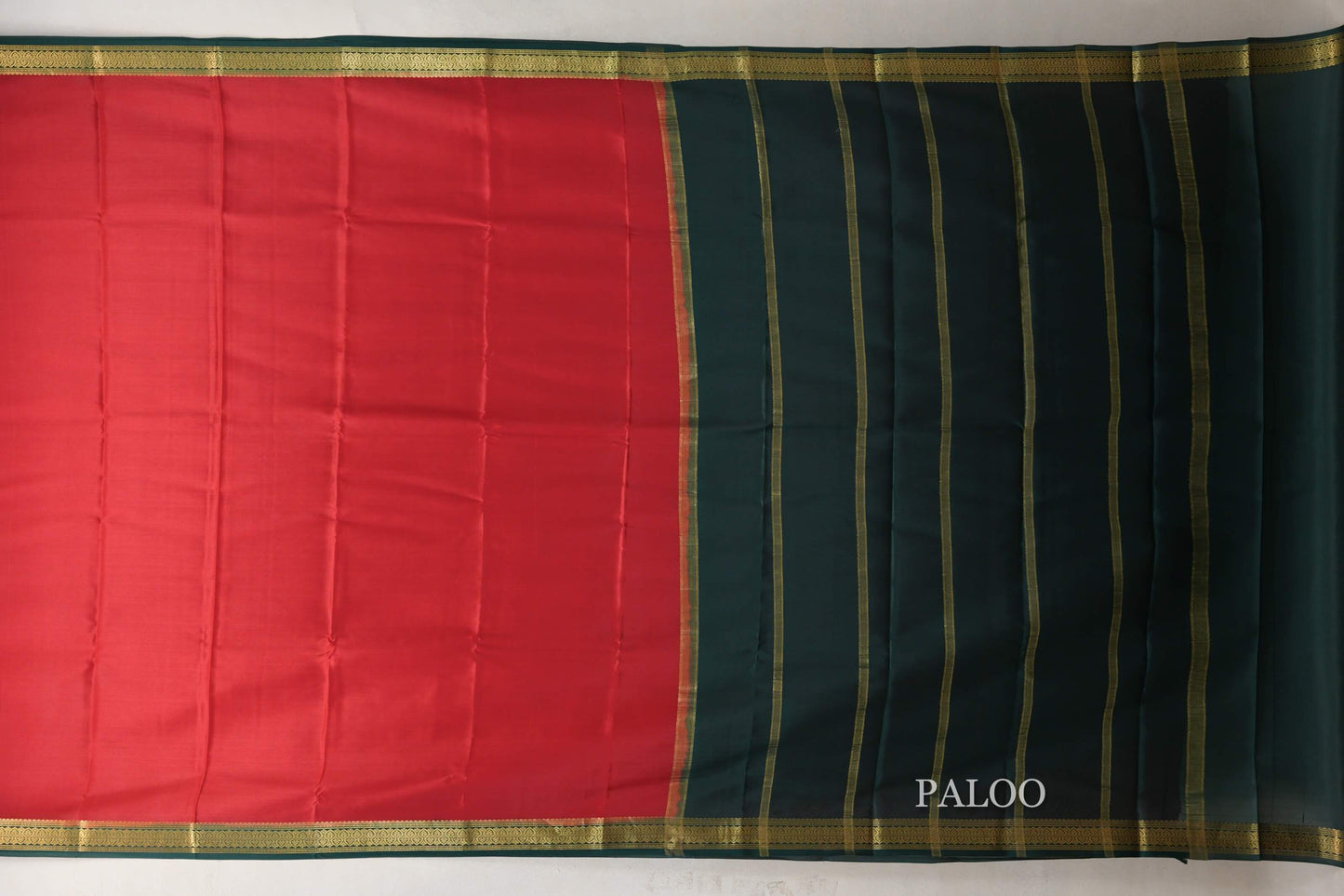 Red Mysore Silk Saree paloo