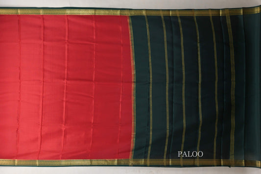 Red with Dark Green Borders Mysore Silk Saree SS9020