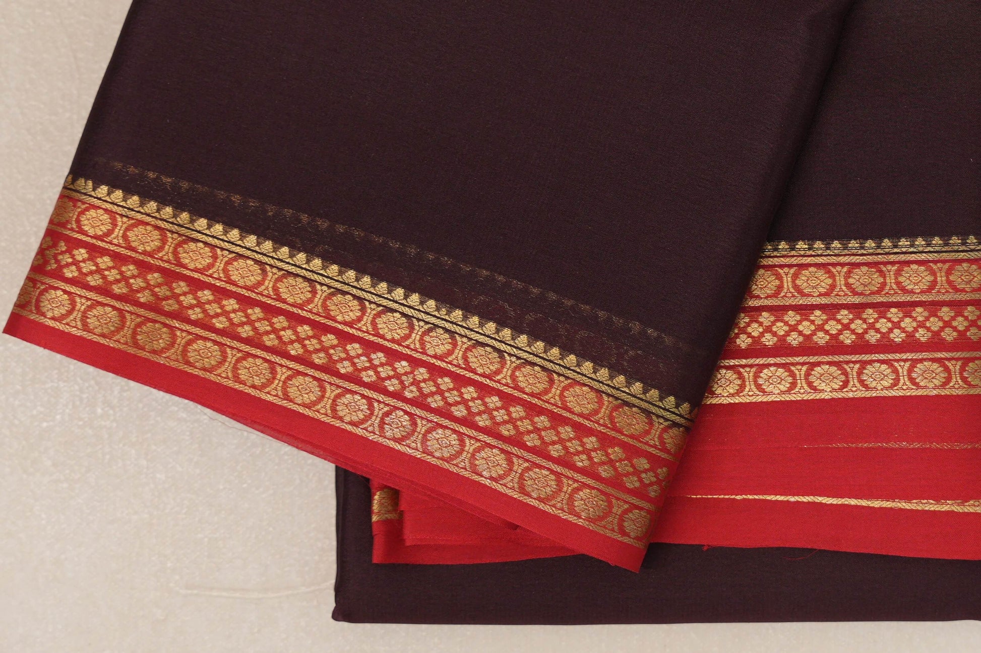 Deep Plum Mysore Silk Saree border zoom