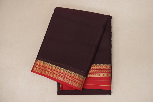 Deep Plum with Red Borders Mysore Silk Saree SS9022