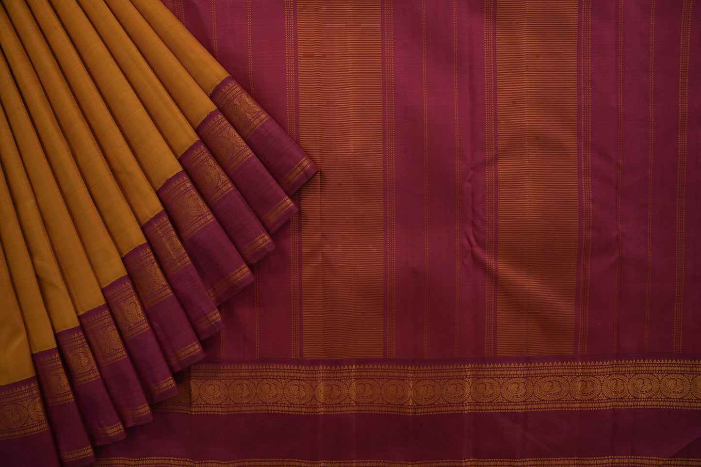 Mustard kanchipuram silk saree