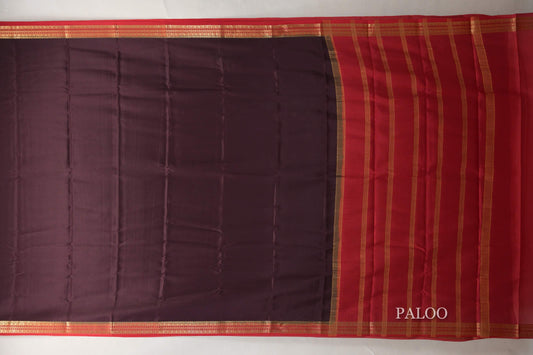 Deep Plum with Red Borders Mysore Silk Saree SS9022