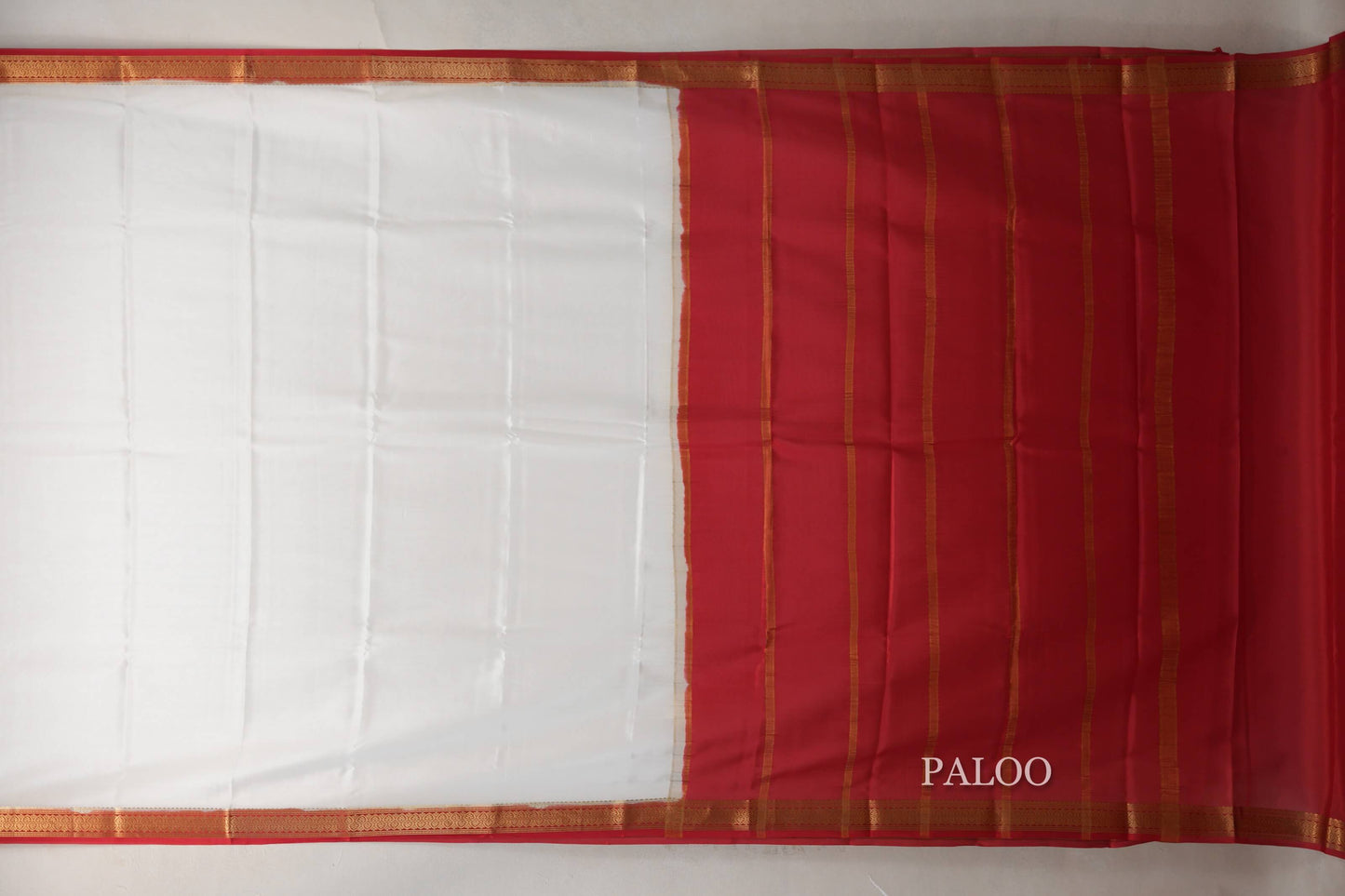 Milk White Mysore Silk Saree  paloo