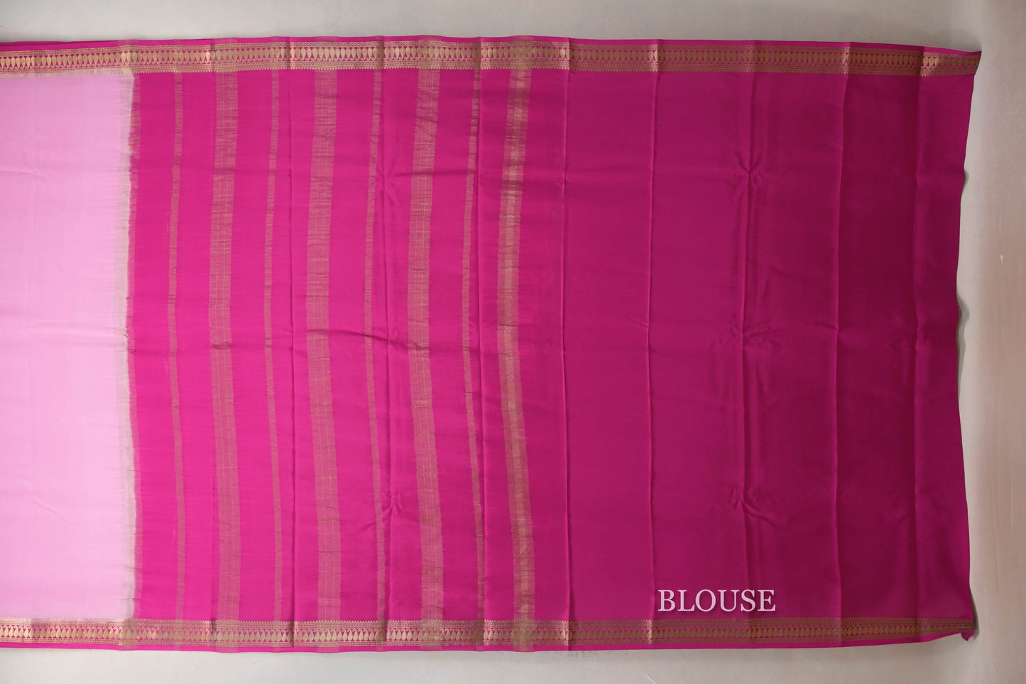 Baby Pink Mysore Silk Saree  blouse