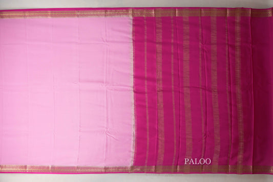 Baby Pink with Bright Pink Borders Mysore Silk Saree SS9024