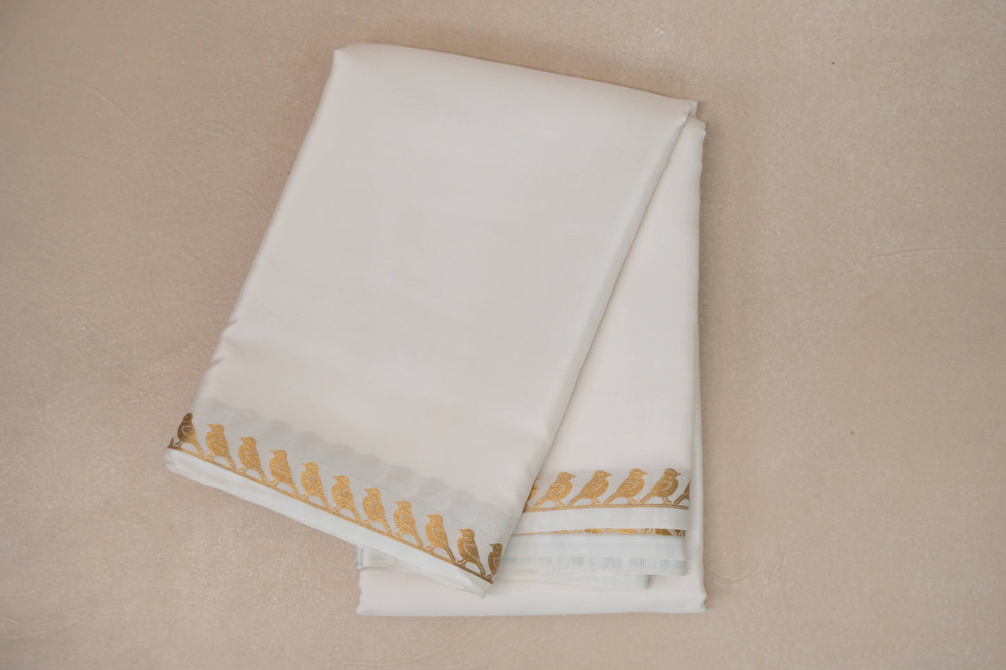 Milk White Mysore Silk Saree folded