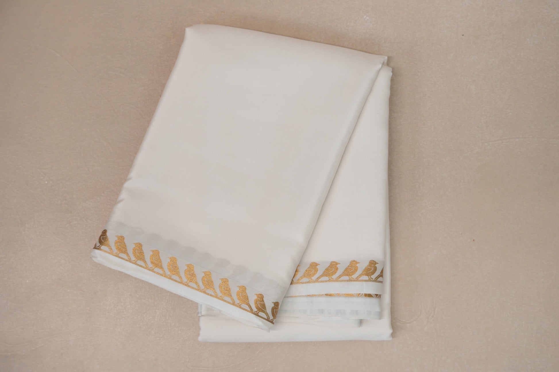 Milk White Mysore Silk Saree folded