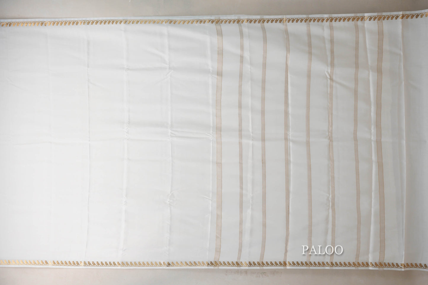 Milk White Mysore Silk Saree  paloo
