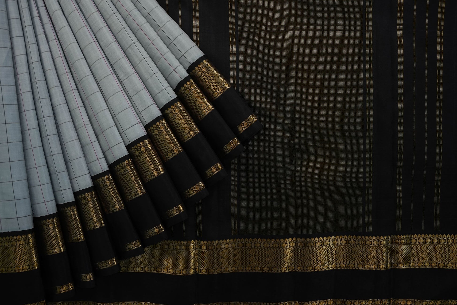 Silver grey kanchipuram silk saree
