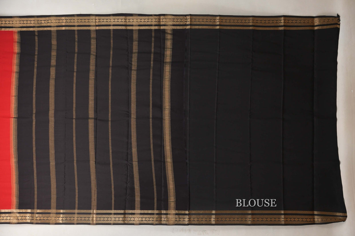 Bright Red with Dark Coffee Brown Borders Mysore Silk Saree SS9028