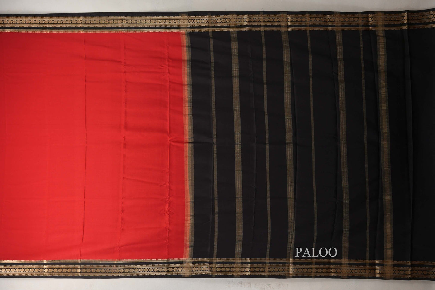 Bright Red with Dark Coffee Brown Borders Mysore Silk Saree SS9028