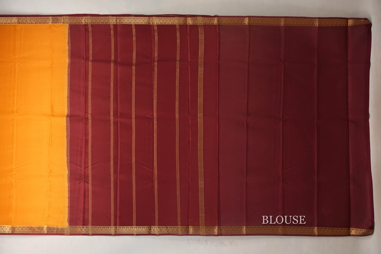 Mustard Orange with Maroon Borders Mysore Silk Saree SS9030