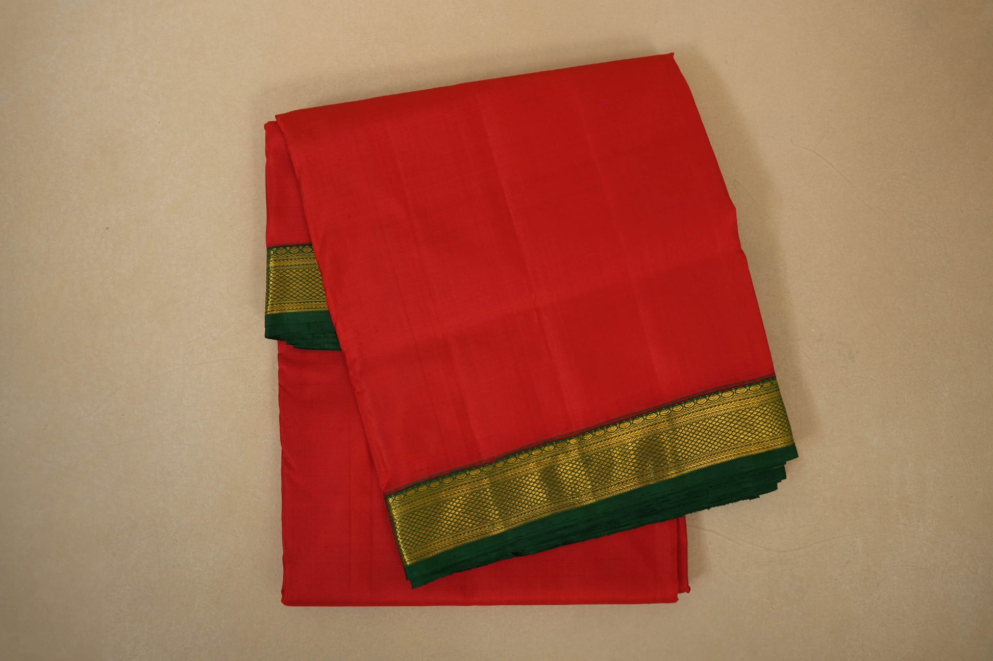 Red ten yards madisar silk saree
