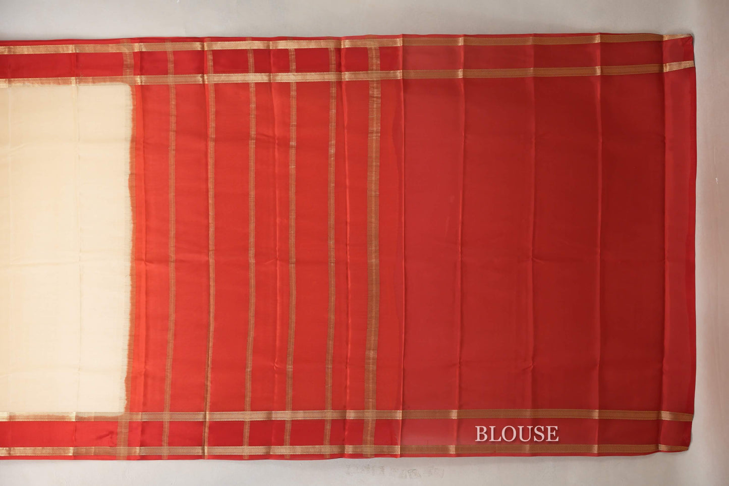 Light Yellow with Bright Red Borders Mysore Silk Saree SS9031