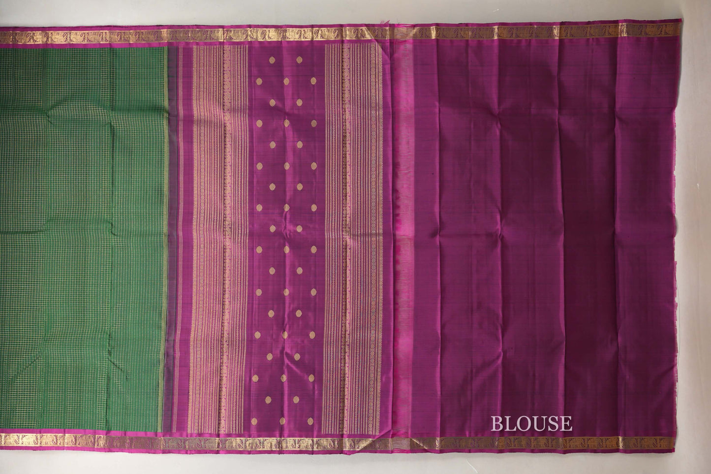 Bottle Green with Dark Magenta Borders Vintage Heirloom Kanjivaram Silk Saree SS9032