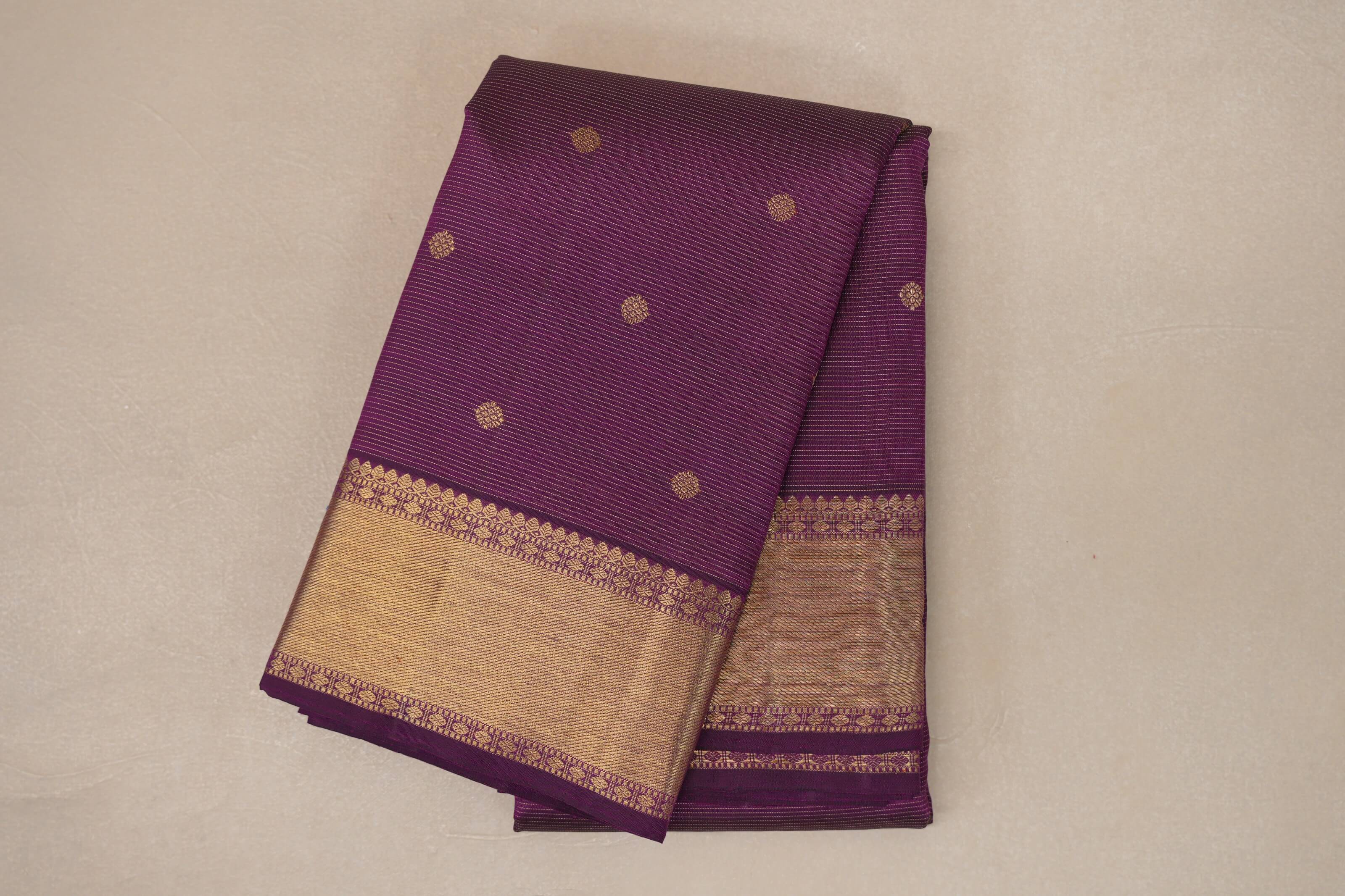 folded Magenta Vintage Heirloom Kanjivaram Silk Saree