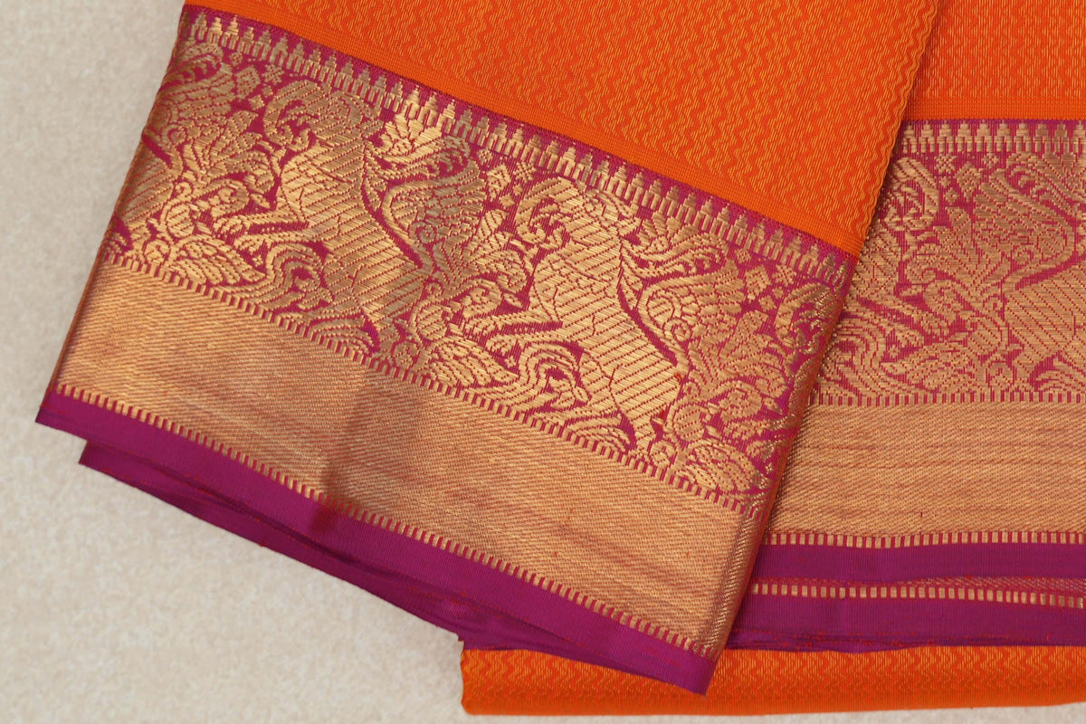 Fanta Orange Vintage Heirloom Kanjivaram Silk Saree border
