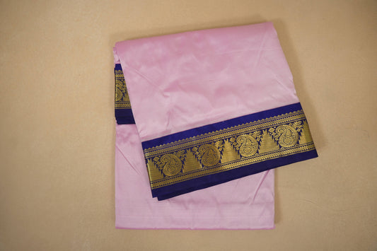 Pastel pink ten yards madisar silk saree
