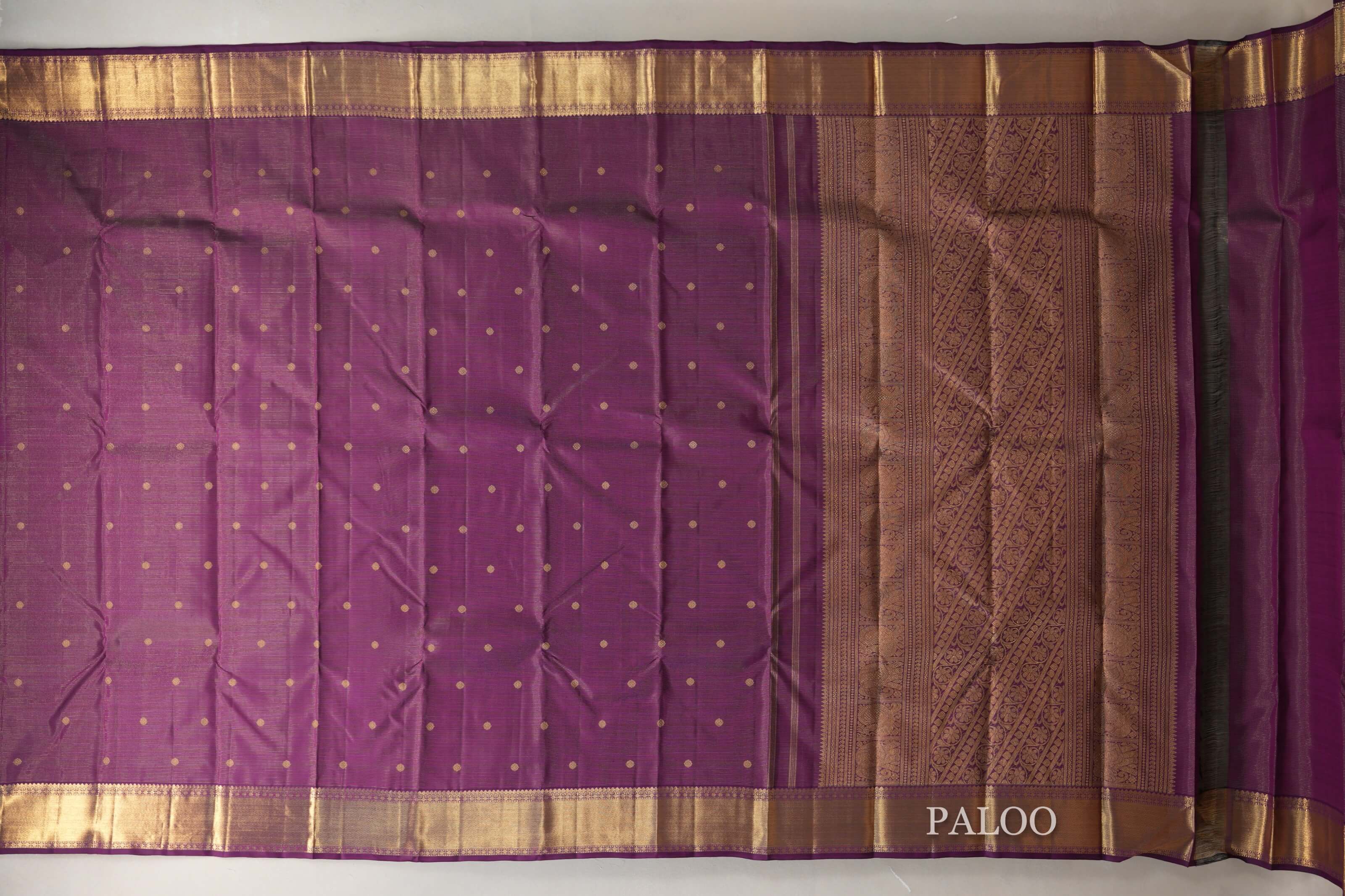 Magenta Vintage Heirloom Kanjivaram Silk Saree paloo